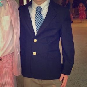 Boys Navy Blue Brass Button Blazer